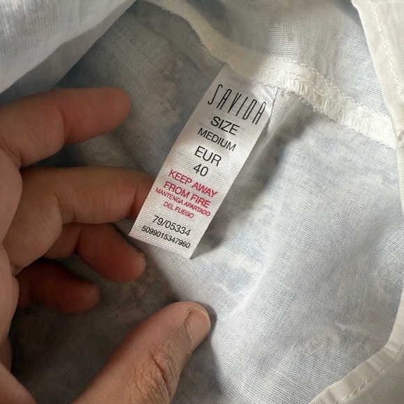 Savida Thea Blue Floral Puff Sleeve Tiered Midi Dress Sz Medium NWT 100% Cotton - Picture 3 of 6